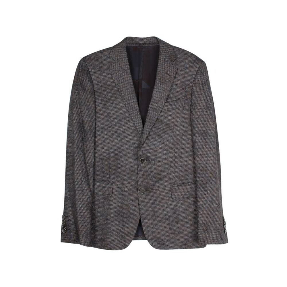 Etro Floral Jacquard Tailored Blazer and Trouser Suit Set in Grey Silk and Wool